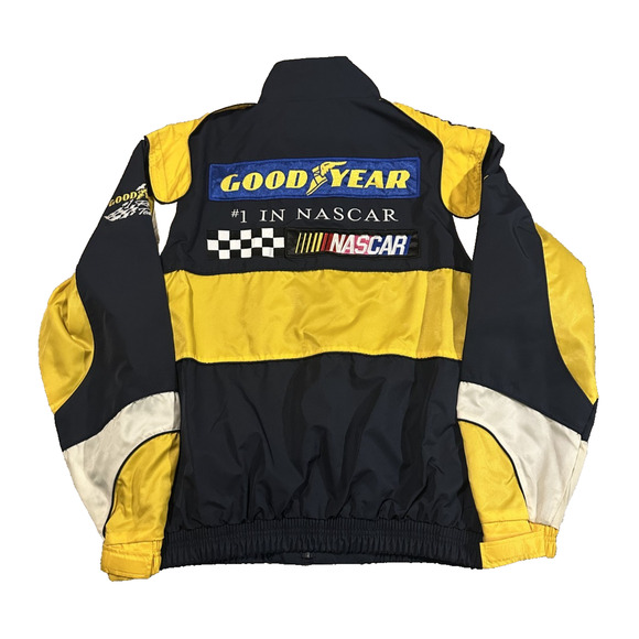 Vintage Goodyear Racing NASCAR Jacket Men’s Medium Yellow Blue #1 Racing Korea - Picture 6 of 8
